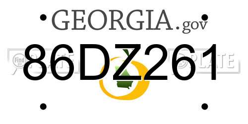 86DZ261 Georgia License Plate