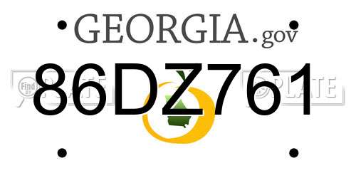 86DZ761 Georgia License Plate