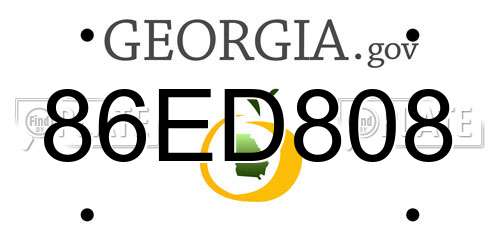 86ED808 Georgia License Plate