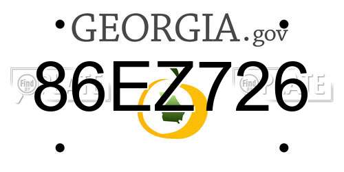 86EZ726 Georgia License Plate