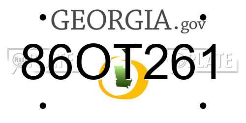 86OT261 Georgia License Plate