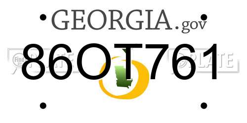 86OT761 Georgia License Plate
