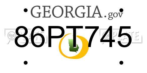 86PT745 Georgia License Plate