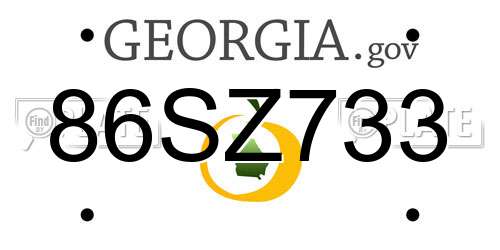 86SZ733 Georgia License Plate