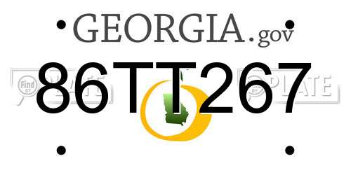 86TT267 Georgia License Plate