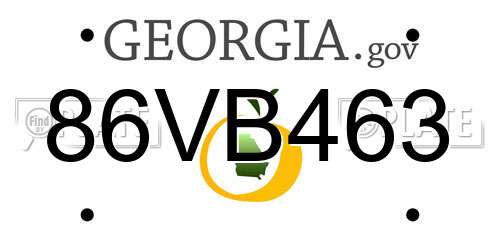 86VB463 Georgia License Plate