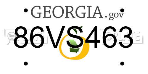 86VS463 Georgia License Plate