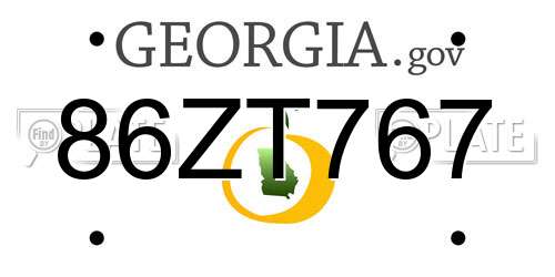 86ZT767 Georgia License Plate