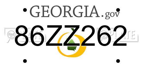 86ZZ262 Georgia License Plate