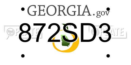 872SD3 Georgia License Plate