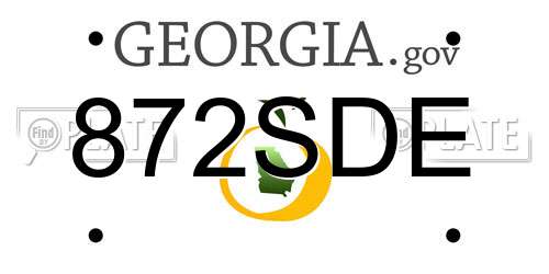 872SDE Georgia License Plate