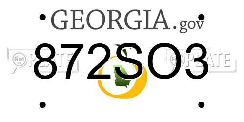 872SO3 Georgia License Plate