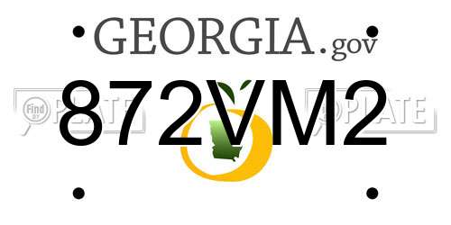 872VM2 Georgia License Plate