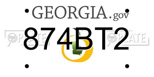 874BT2 Georgia License Plate