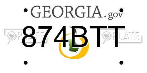 874BTT Georgia License Plate
