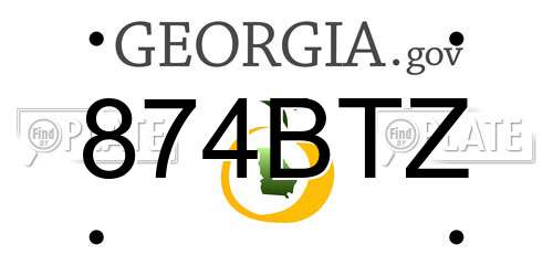 874BTZ Georgia License Plate