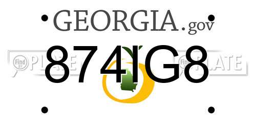 874IG8 Georgia License Plate