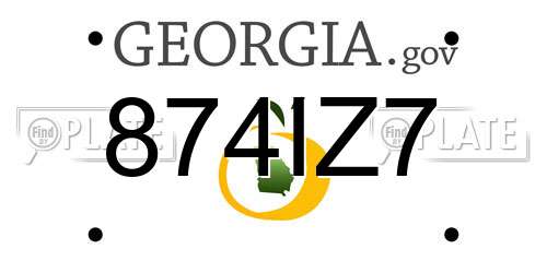 874IZ7 Georgia License Plate