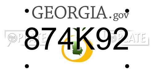 874K92 Georgia License Plate