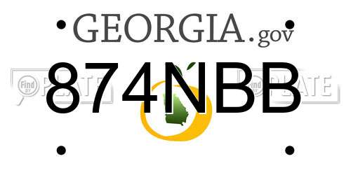 874NBB Georgia License Plate