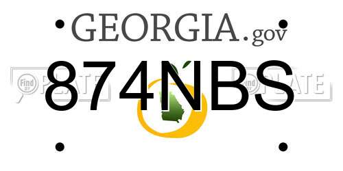 874NBS Georgia License Plate