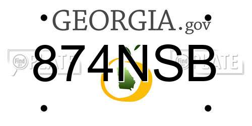 874NSB Georgia License Plate