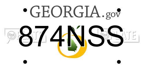 874NSS Georgia License Plate