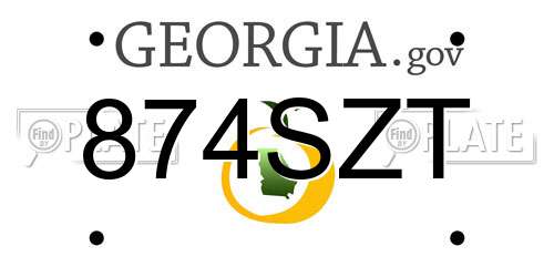 874SZT Georgia License Plate