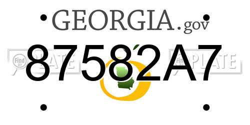 87582A7 Georgia License Plate