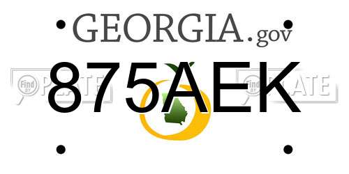 875AEK Georgia License Plate