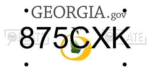 875CXK Georgia License Plate