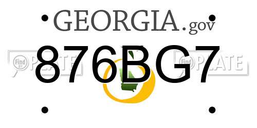 876BG7 Georgia License Plate
