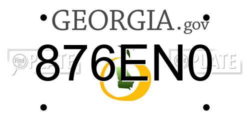 876EN0 Georgia License Plate