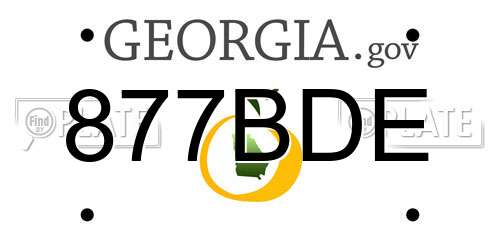 877BDE Georgia License Plate