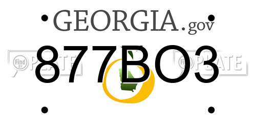 877BO3 Georgia License Plate