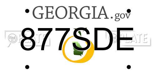 877SDE Georgia License Plate