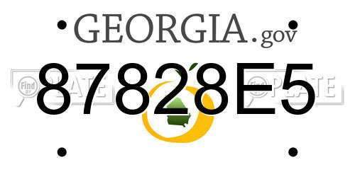 87828E5 Georgia License Plate