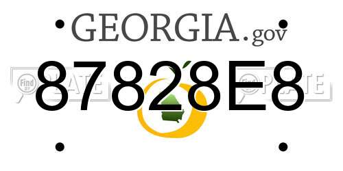 87828E8 Georgia License Plate
