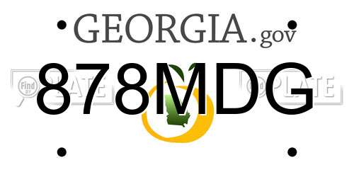 878MDG Georgia License Plate