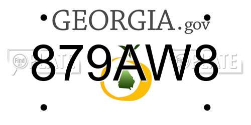 879AW8 Georgia License Plate