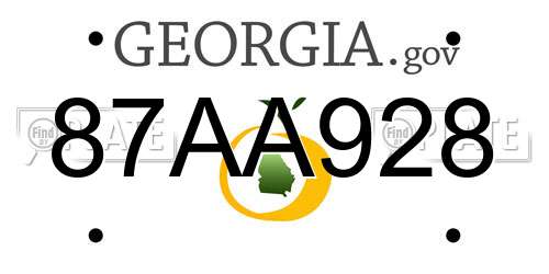87AA928 Georgia License Plate