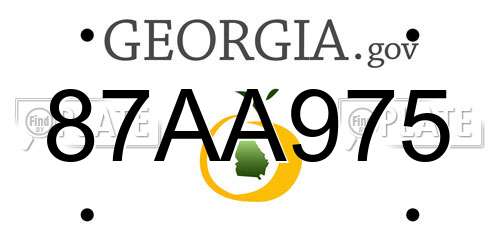 87AA975 Georgia License Plate