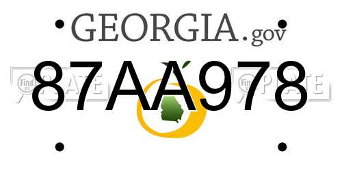 87AA978 Georgia License Plate