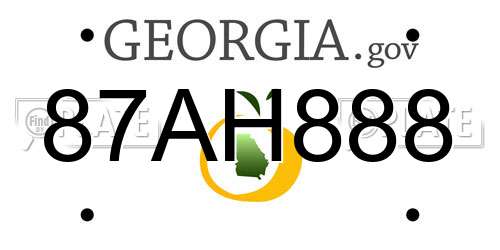 87AH888 Georgia License Plate
