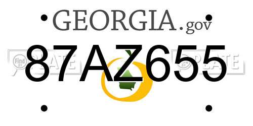 87AZ655 Georgia License Plate