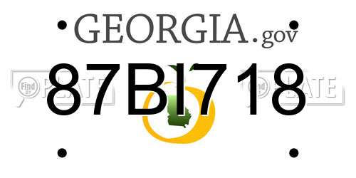 87BI718 Georgia License Plate