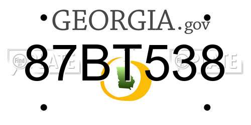 87BT538 Georgia License Plate