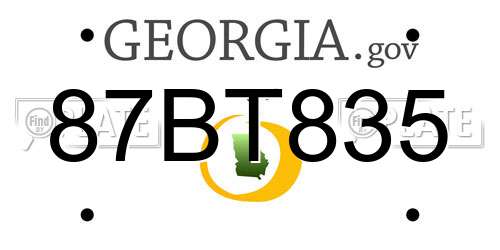 87BT835 Georgia License Plate