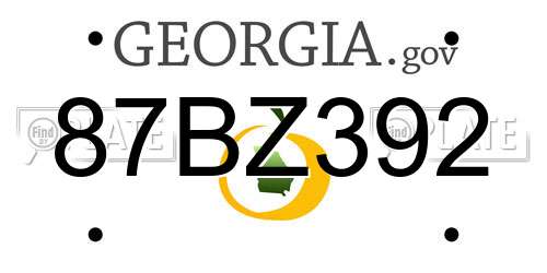 87BZ392 Georgia License Plate