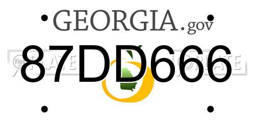 87DD666 Georgia License Plate